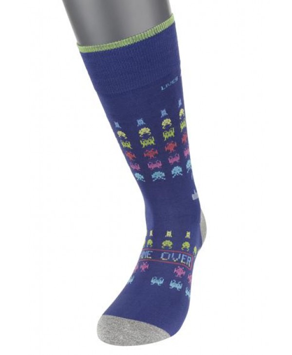 Fashion Socks Space Invaders in Blue Base of Pournara POURNARA FASHION Socks