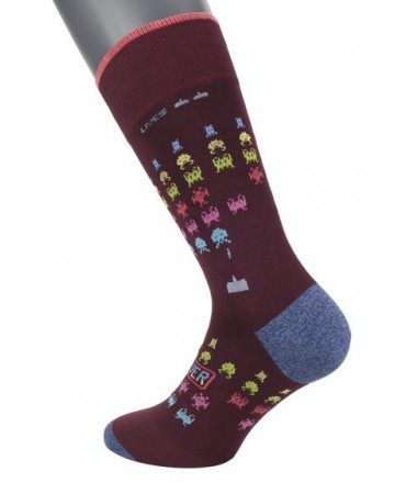 Game Over Fashion Space Invaders Sock in Bordeaux by Pournara