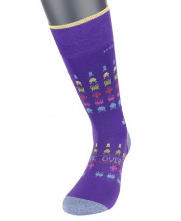 Pournara Fashion Socks Space Invaders in Purple Base