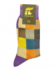 Pournara sock with checkered brown, gray, petrol, mustard and purple POURNARA FASHION Socks