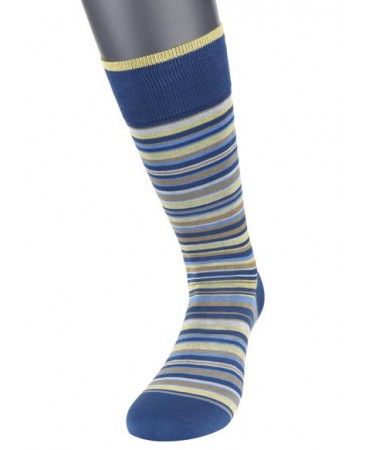 Pournara Socks on Raf Base with Rouge, Beige and Yellow Stripes