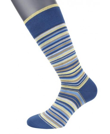 Pournara Socks on Raf Base with Rouge, Beige and Yellow Stripes