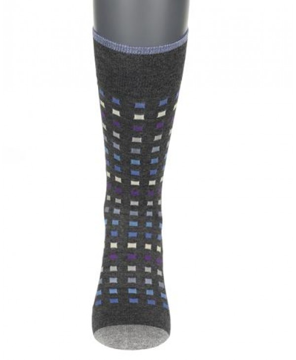 Pournara Fashion sock on a gray base with colorful squares POURNARA FASHION Socks