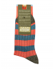 Pournara Fashion sock in anthracite base with wide petrol and pomegranate stripes POURNARA FASHION Socks