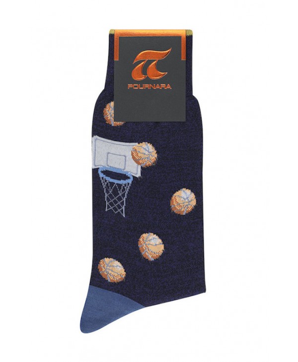 Pournara Fashion Socks in Blue Base with Basketball Balls and Basket POURNARA FASHION Socks