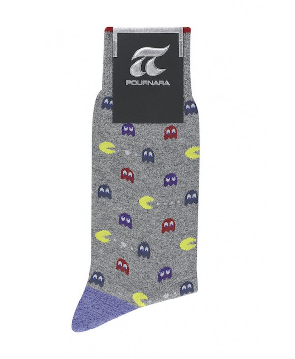 Fashion Pournara Sock in Gray Base with Pacman Colorful POURNARA FASHION Socks
