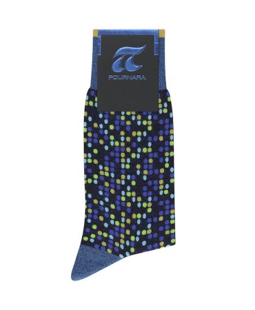DESIGN SOCKS POURNARA in Blue Base with Dotts Ruff and Yellow