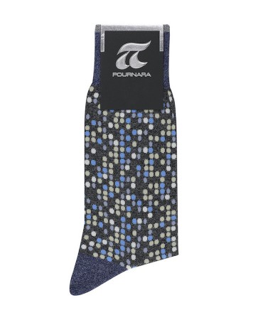 DESIGN SOCKS POURNARA in Anthracite Base with Dotts Ecru Blue and White