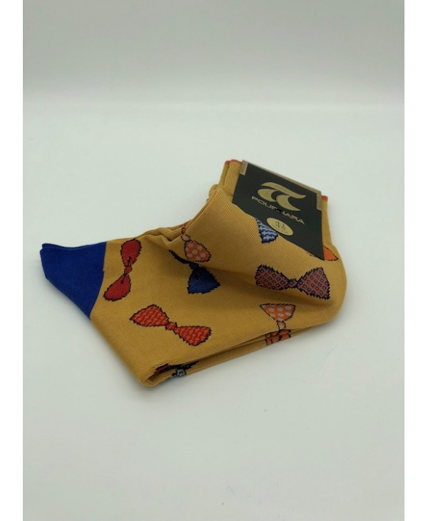 Sock Cotton PURNARA Fashion Mustard with Colored Bow Tie POURNARA FASHION Socks