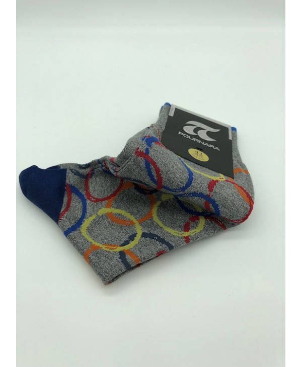 Pournara Socks Fashion Gray with Colored Circles POURNARA FASHION Socks