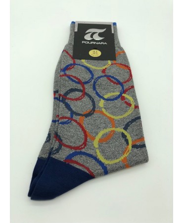 Pournara Socks Fashion Gray with Colored Circles
