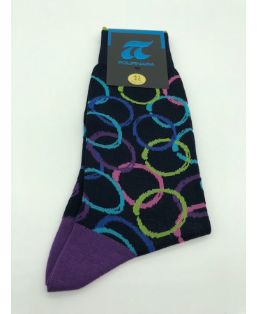 Fashion Pournara Blue Sock with Colored Circles