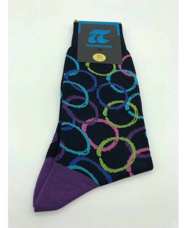 Fashion Pournara Blue Sock with Colored Circles POURNARA FASHION Socks