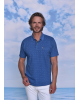 Polo shirt with pocket on seam base with geometric pattern in blue SHORT SLEEVE POLO 
