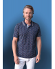 Polo Blouse Summer Meantime in blue base with geometric colorful diamonds SHORT SLEEVE POLO 