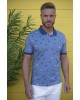 Blue MeanTime t-shirt 100% Cotton summer print SHORT SLEEVE POLO 
