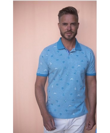 MeanTime μπλουζακι 100% Βαμβακερο  summer print σε χρωμα γαλαζιο