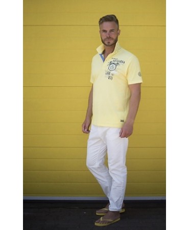 T-shirt with cotton collar with Meantime yellow print