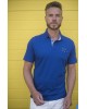 Meantime polo shirt short sleeve in blue roua base with beige details SHORT SLEEVE POLO 