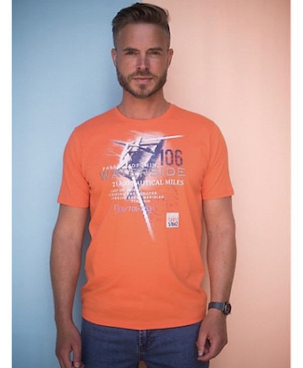 Tshirt Meantime in orange color with print and embroidery T-shirts 