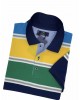 Makis Tselios Men's T-Shirt Short Sleeve with Blue, Green and Turquoise Stripes SHORT SLEEVE POLO 