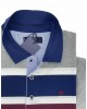 Makis Tselios Men's T-Shirt Short Sleeve Gray with Bordeaux and Blue Stripes SHORT SLEEVE POLO 