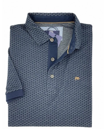 Makis Tselios Polo with Button in Blue Base and Gray Thumbnail in Comfortable Line