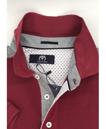 Polo Makis Tselios Red with Gray Finishes on the Shoulders