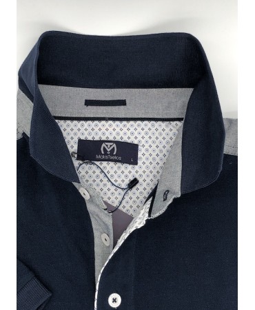 Polo Makis Tselios Blue with Gray Finishes on the Shoulders