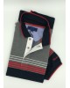 Makis Telios Polo in Blue with Gray Base and Red and White Stripes SHORT SLEEVE POLO 