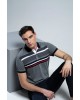 Makis Tselios 100% cotton t-shirt with gray base and special fabric texture SHORT SLEEVE POLO 
