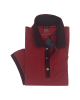 Makis Tselios red monochrome t-shirt with ink red satin collar and sleeve trim SHORT SLEEVE POLO 