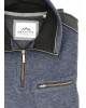 Meantime Pole Zipper in Blue with Shoulders and Zippered Pocket POLO ZIP LONG SLEEVE