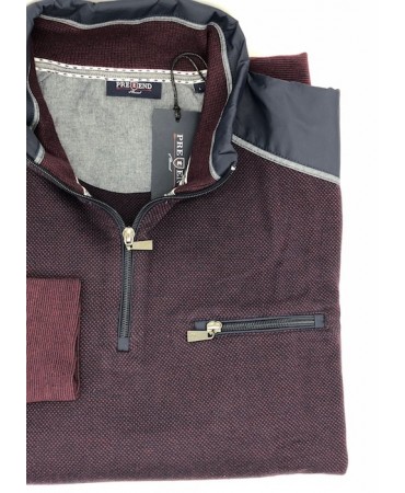 Pole Zipper in Bordeaux Melange Color with Blue Details and Pocket with Zipper