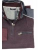 Pole Zipper in Bordeaux Melange Color with Blue Details and Pocket with Zipper POLO ZIP LONG SLEEVE