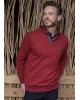 Cotton sweatshirt with buttons and pocket with Meantime zipper in red color POLO BUTTON LONG SLEEVE