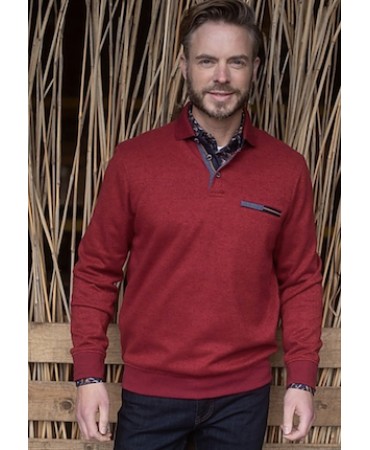 Cotton sweatshirt with buttons and pocket with Meantime zipper in red color
