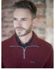 Meantime Sweatshirt Monochrome with Zipper and Pocket in Bordeaux POLO ZIP LONG SLEEVE