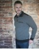 Meantime Sweatshirt with Zipper and Pocket in Gray Color with Beige Belts and Black Finishes POLO ZIP LONG SLEEVE