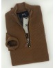 Makis Tselios Cotton Blouse with Zipper and Rally Brown in Tampa Color POLO ZIP LONG SLEEVE
