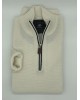 Makis Tselios Cotton Blouse with Zipper and Rally Brown in White Color POLO ZIP LONG SLEEVE