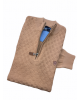 Makis Tselios Polo Zipper in Beige Color with Embossed Design POLO ZIP LONG SLEEVE