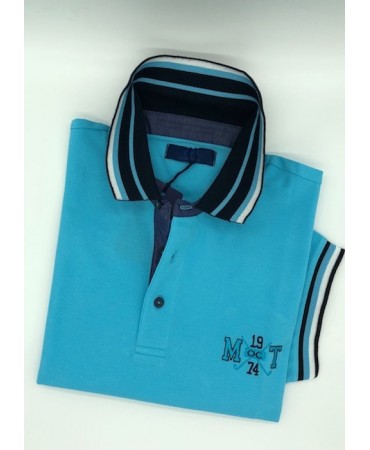 Men's Cotton T-Shirts Makis Tselios Piraeus Monochrome Blue