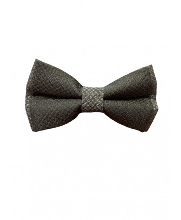 Special double men's bow tie with gray small pattern and black small pattern