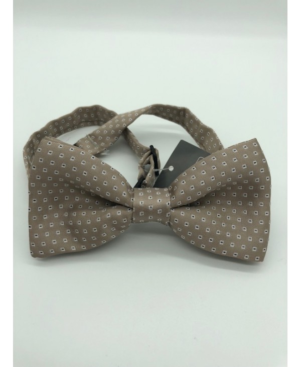 Fabric Bow Tie in Miniature Beige Brown