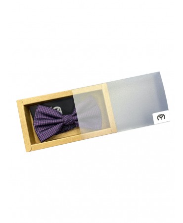 Makis Tselios men's bow tie in purple base and blue micro pattern
