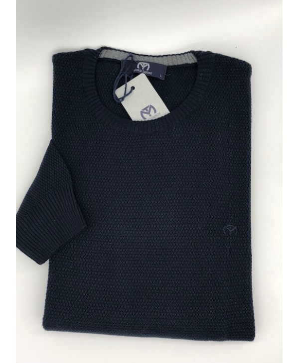 Knitted Cotton Neck Makis Tselios Blue in Long Sleeve ROUND NECK