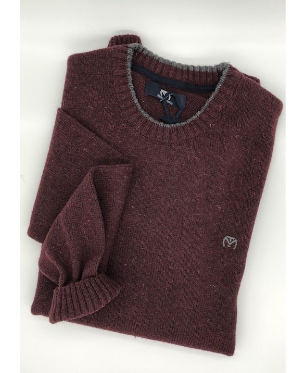 Knitted Makis Tselios Neckline in Bordeaux Color ROUND NECK
