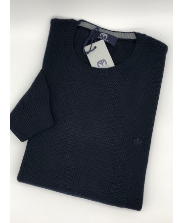 Knitted Cotton Neck Makis Tselios Blue in Long Sleeve