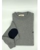 Makis Tselios Neckline Knitted Lambswool in Gray Color with Elbows Blue ROUND NECK